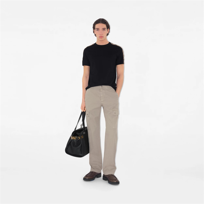 burberry check shoulder detail ekd embroidery cotton t-shirt